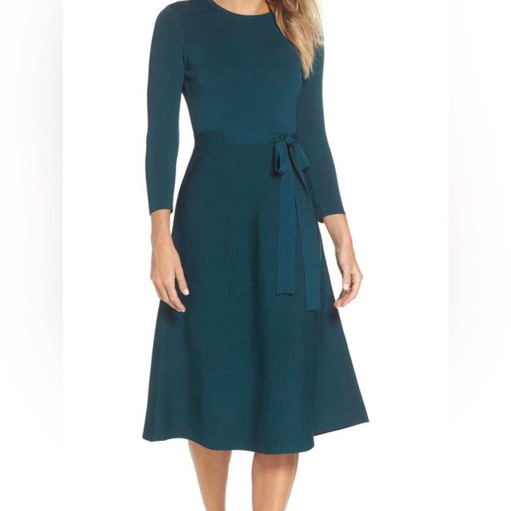 Eliza J. XS Jewel tone Teal belted formal dress.